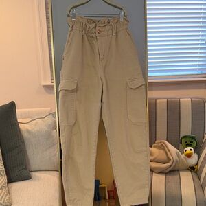 Zara Women’s Beige Paper Bag Cargo Pants